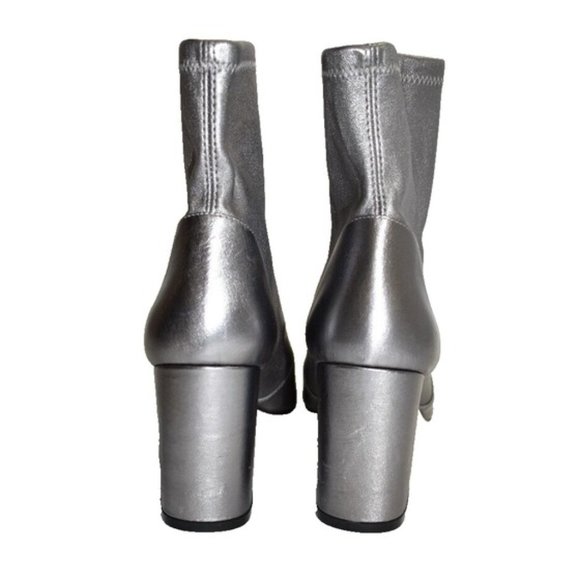$700 STUART WEITZMAN Stuart 75 Block Stretch Bootie METALLIC POINTY 11.5 (PB12) - Picture 4 of 7